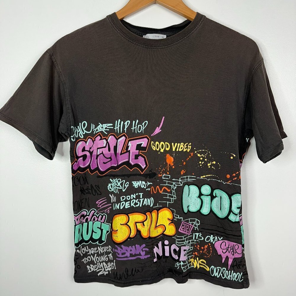 Zara Kids Boys 11-12 Short Sleeve Graphic Street Style T Shirt Top Oversized